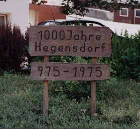 photograph of the sign commemorating the 1000th anniversary of Hegensdorf