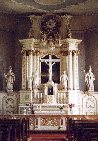 photograph of the interior of St. Birgitta Catholic Church, Weiberg, Germany